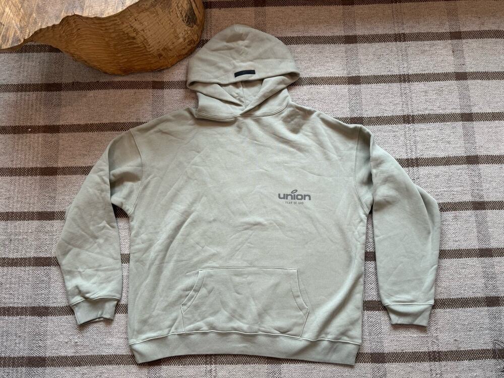 Fear Of God Essentials X Union Vintage Army Green Hoodie Sweatshirt XL